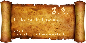 Britvics Ulisszesz névjegykártya